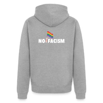 Fascisme Racisme LGBTQ Rainbow Gift - Veste à capuche bio Premium Unisexe - gris chiné - Dos - Nico (187cm)