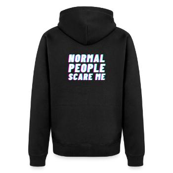 Normal People Menschen Spruch Angst Geschenk - Unisex Premium Bio Zip Hoodie - Schwarz - Hinten - Nico (187cm)