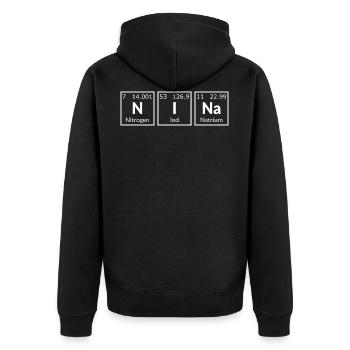 Nina black shirt - Unisex Premium Bio Zip Hoodie - Schwarz - Hinten - Nico (187cm)