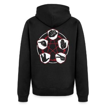 Nerdy Schere Stein Papier Spiel plus Eidechse Spock - Unisex Premium Bio Zip Hoodie - Schwarz - Hinten - Nico (187cm)