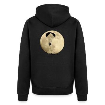 Paramotor flying in the full moon night flight stars - Unisex Premium Organic Zip Hoodie - black - Back - Nico (187cm)