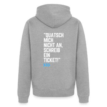 Schreib ein IT Ticket - Unisex Premium Bio Zip Hoodie - Grau meliert - Hinten - Nico (187cm)