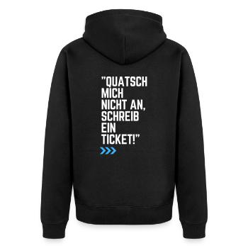 Schreib ein IT Ticket - Unisex Premium Bio Zip Hoodie - Schwarz - Hinten - Nico (187cm)