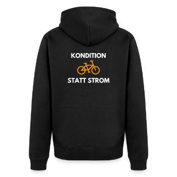 Fahrrad Radsport Kondition Strom öko Geschenk - Unisex Premium Bio Zip Hoodie - Schwarz - Hinten - Nico (187cm)