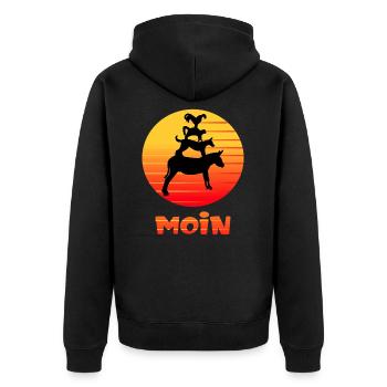 Bremer Stadtmusikanten aus Bremen - Unisex Premium Bio Zip Hoodie - Schwarz - Hinten - Nico (187cm)