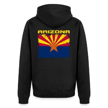 Arizona flag - Unisex Premium Organic Zip Hoodie - black - Back - Nico (187cm)