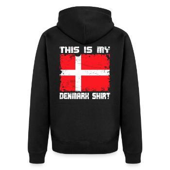 My Denmark Shirt - Unisex Premium Organic Zip Hoodie - black - Back - Nico (187cm)
