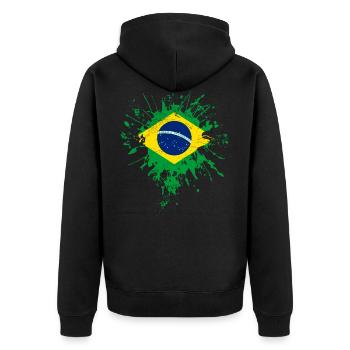 Brasilien Flagge - Unisex Premium Bio Zip Hoodie - Schwarz - Hinten - Nico (187cm)