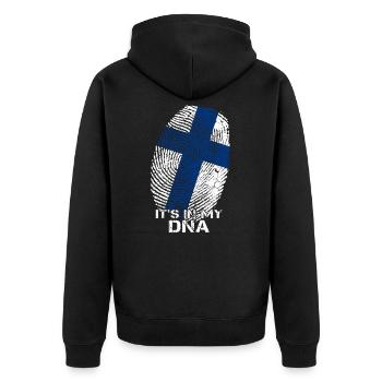 Finnland ist in meiner DNA - Unisex Premium Bio Zip Hoodie - Schwarz - Hinten - Nico (187cm)
