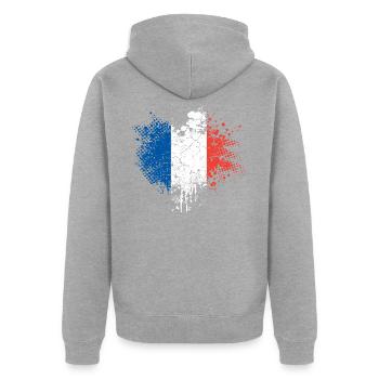 Frankreich Flagge - Unisex Premium Bio Zip Hoodie - Grau meliert - Hinten - Nico (187cm)