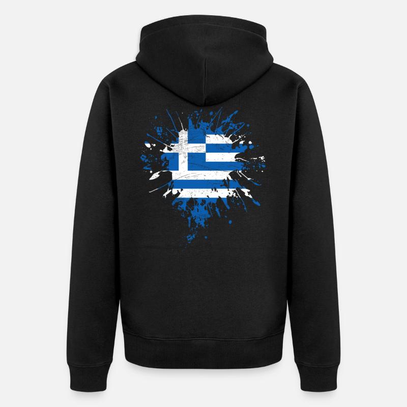 Grèce Drapeau - Veste à capuche bio Premium Unisexe - noir