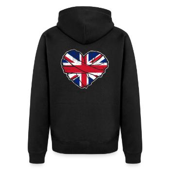 Royaume-Uni Drapeau britannique Coeur - Veste à capuche bio Premium Unisexe - noir - Dos - Nico (187cm)