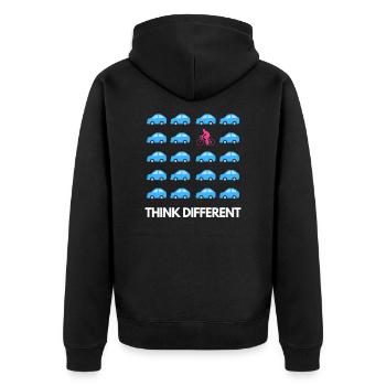 Fahrrad Radeln tandem auto umwelt geschenk - Unisex Premium Bio Zip Hoodie - Schwarz - Hinten - Nico (187cm)