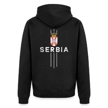 Serbie Serbie Srbija Belgrade Soccer Gift - Veste à capuche bio Premium Unisexe - noir - Dos - Nico (187cm)