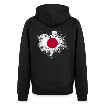 Japan Flagge - Unisex Premium Bio Zip Hoodie - Schwarz - Hinten - Nico (187cm)