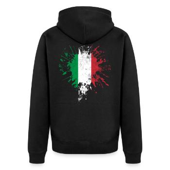 Italien Flagge - Unisex Premium Bio Zip Hoodie - Schwarz - Hinten - Nico (187cm)