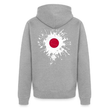 Drapeau du Japon - Veste à capuche bio Premium Unisexe - gris chiné - Dos - Nico (187cm)