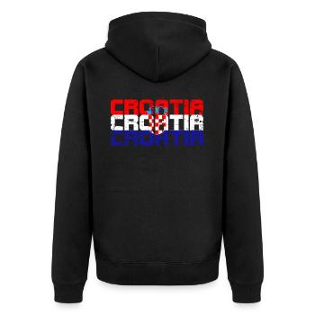 Croatia - Unisex Premium Organic Zip Hoodie - black - Back - Nico (187cm)