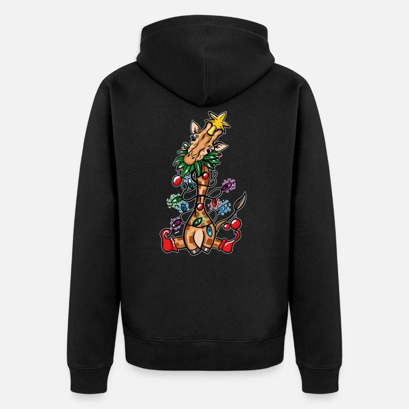 Weihnachtsgiraffe - Unisex Premium Bio Zip Hoodie - Schwarz