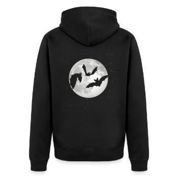Idée cadeau de déguisement Halloween de chauves-souris vampire pleine lune - Veste à capuche bio Premium Unisexe - noir - Dos - Nico (187cm)