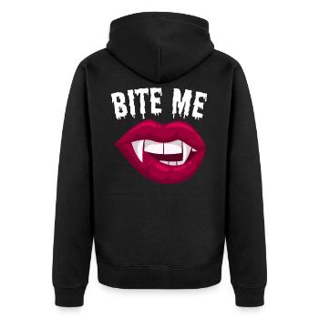Bite Me Vampire Halloween Costume Gift - Unisex Premium Organic Zip Hoodie - black - Back - Nico (187cm)