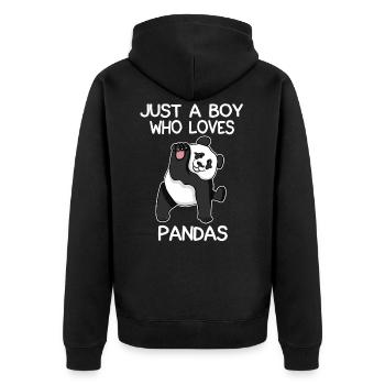 Juste un garçon qui aime les pandas - Veste à capuche bio Premium Unisexe - noir - Dos - Nico (187cm)
