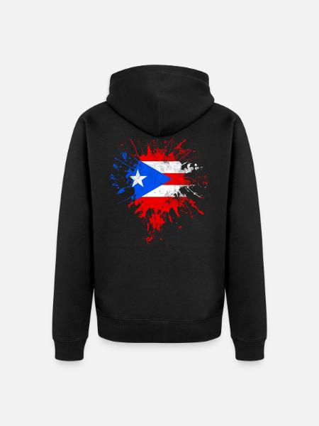 Porto Rico drapeau - Veste à capuche bio Premium Unisexe - noir