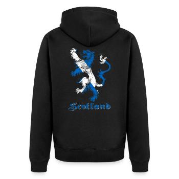 Schottland Löwe Wappen Flagge - Unisex Premium Bio Zip Hoodie - Schwarz - Hinten - Nico (187cm)