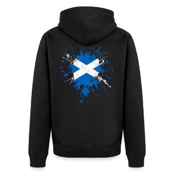Schottland Flagge - Unisex Premium Bio Zip Hoodie - Schwarz - Hinten - Nico (187cm)