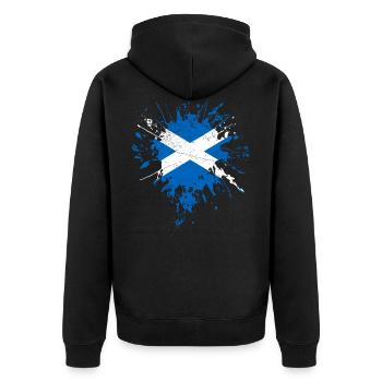 Schottland Flagge - Unisex Premium Bio Zip Hoodie - Schwarz - Hinten - Nico (187cm)