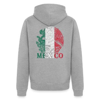 Mexique Armoiries aigles - Veste à capuche bio Premium Unisexe - gris chiné - Dos - Nico (187cm)