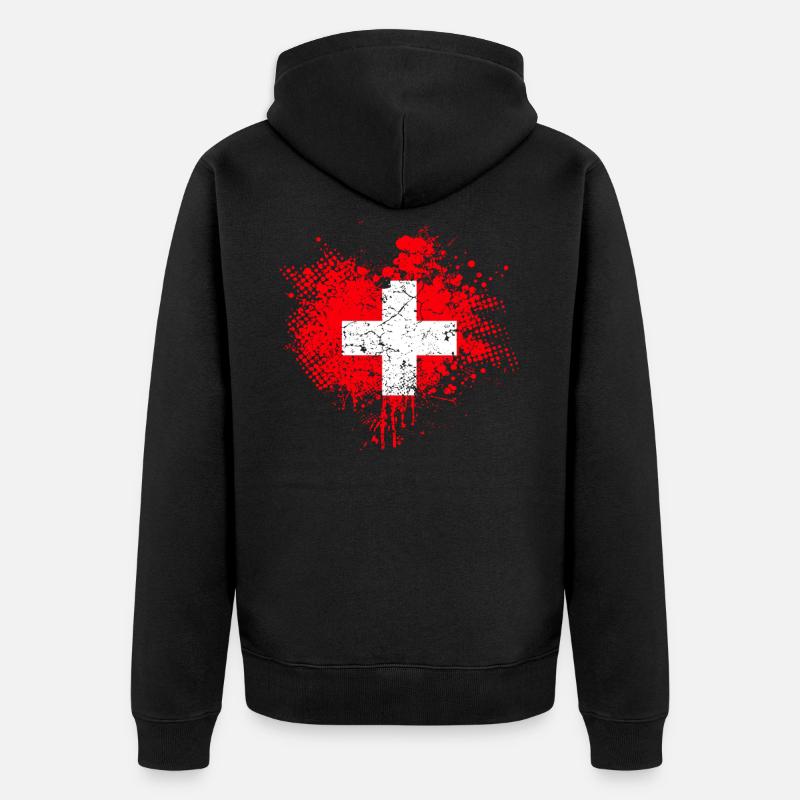 Suisse Drapeau - Veste à capuche bio Premium Unisexe - noir