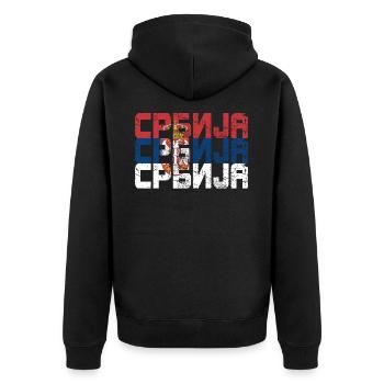 Serbie - Srbija - Veste à capuche bio Premium Unisexe - noir - Dos - Nico (187cm)