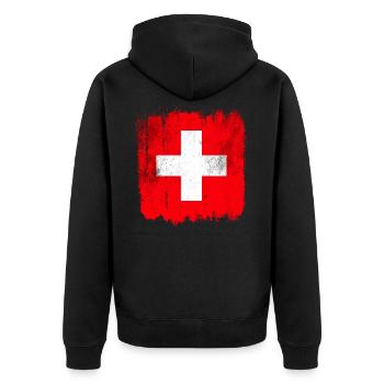 Suisse Drapeau - Veste à capuche bio Premium Unisexe - noir - Dos - Nico (187cm)