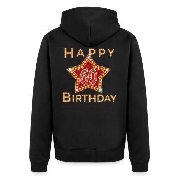 60th Birthday - Unisex Premium Organic Zip Hoodie - black - Back - Nico (187cm)