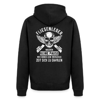 Fliesenleger Fliesen Handwerker Arbeit Kollege - Unisex Premium Bio Zip Hoodie - Schwarz - Hinten - Nico (187cm)
