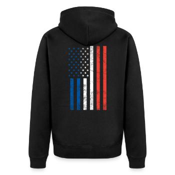 American French flag - Unisex Premium Organic Zip Hoodie - black - Back - Nico (187cm)