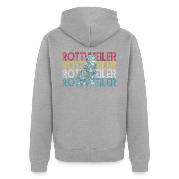Rottweiler - Unisex Premium Organic Zip Hoodie - heather grey - Back - Nico (187cm)