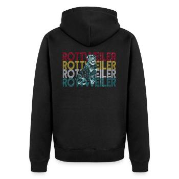 Rottweiler - Unisex Premium Organic Zip Hoodie - black - Back - Nico (187cm)