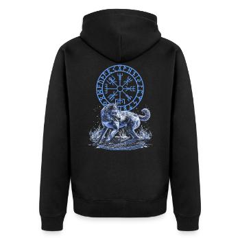 Vegvisir Better to be a Wolf of Odin - Unisex Premium Organic Zip Hoodie - black - Back - Nico (187cm)
