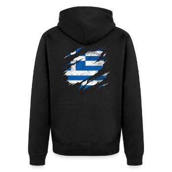 Greece Flag - Unisex Premium Organic Zip Hoodie - black - Back - Nico (187cm)
