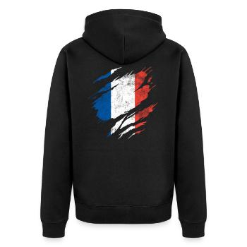 Drapeau de la France - Veste à capuche bio Premium Unisexe - noir - Dos - Nico (187cm)