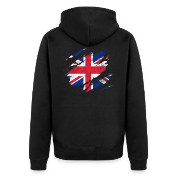 Drapeau britannique - Veste à capuche bio Premium Unisexe - noir - Dos - Nico (187cm)