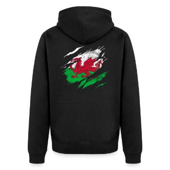 Pays de Galles Drapeau - Veste à capuche bio Premium Unisexe - noir - Dos - Nico (187cm)