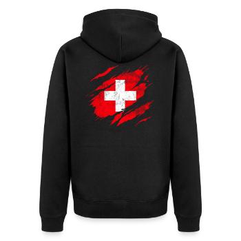 Drapeau suisse - Veste à capuche bio Premium Unisexe - noir - Dos - Nico (187cm)