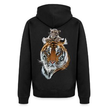 Tigre du Bengale et tigre brumeux - Veste à capuche bio Premium Unisexe - noir - Dos - Nico (187cm)