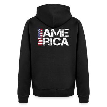 Les fans de l’Amérique - Veste à capuche bio Premium Unisexe - noir - Dos - Nico (187cm)
