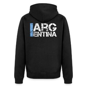 Argentinien - Unisex Premium Bio Zip Hoodie - Schwarz - Hinten - Nico (187cm)