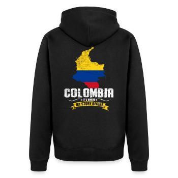 Colombia Fan - Unisex Premium Organic Zip Hoodie - black - Back - Nico (187cm)