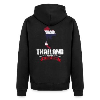 Thaïlande - Veste à capuche bio Premium Unisexe - noir - Dos - Nico (187cm)